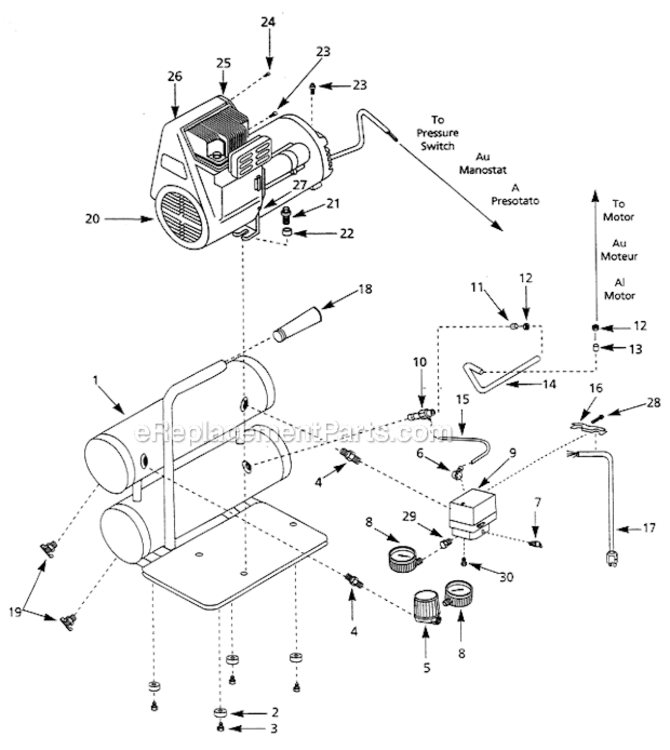 Page A Diagram and Parts List for WL505802  Campbell Hausfeld Compressor